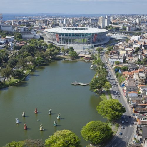 Willian José e o Bahia: Arena Fonte Nova vista do dique do Tororó