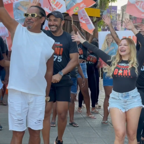 Dani Lacerda movimenta ruas de Feira durante gravação de clipe de campanha com Compadre Washington